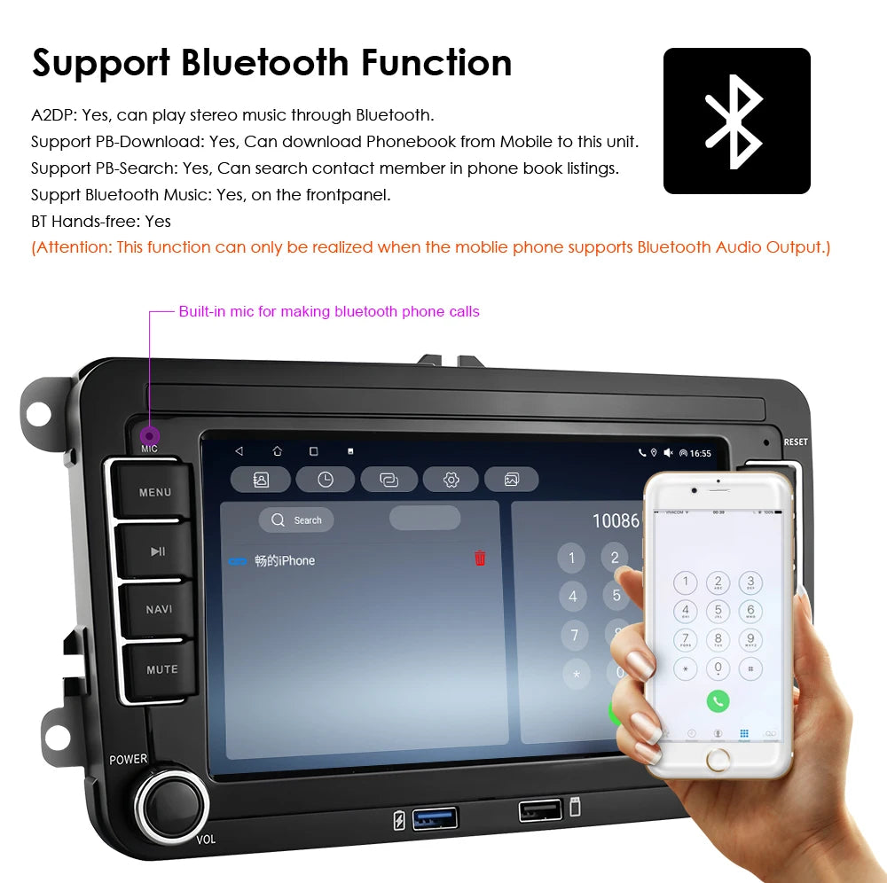 Carplay pour VW POLO GOLF 5 6 Plus PASSAT B6 JETTA TIGUAN TOURAN SHARAN SCIROCCO CADDY