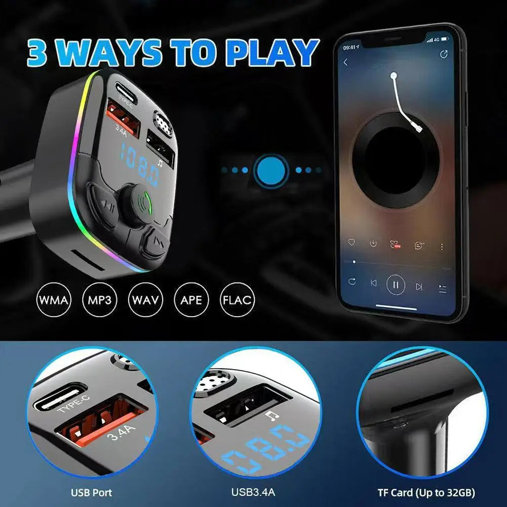 Transmetteur Bluetooth allume cigare avec charge rapide USB et type C