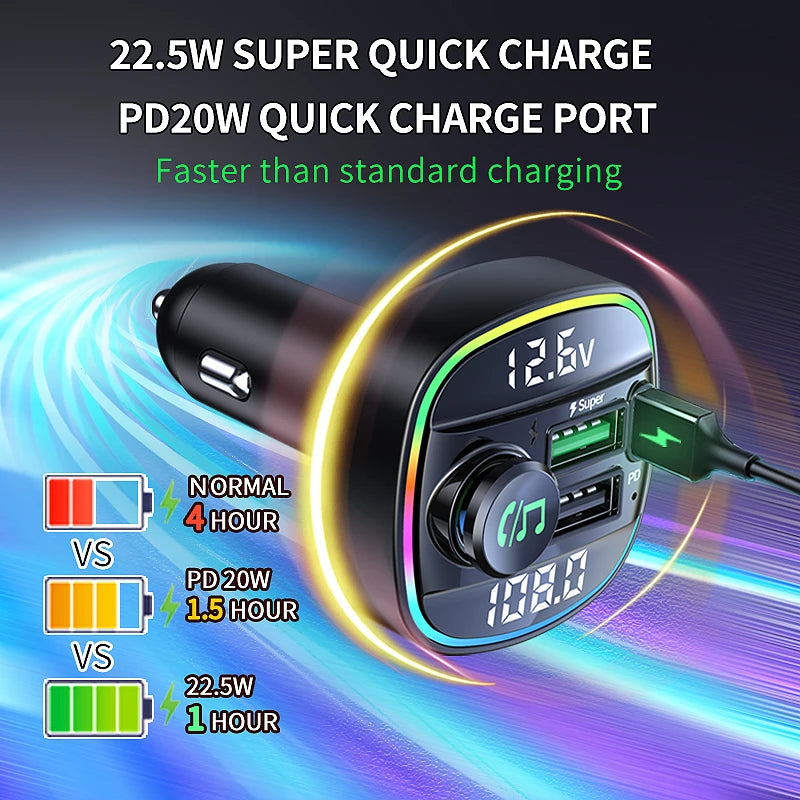 Transmetteur Bluetooth  allume cigare avec charge rapide USB