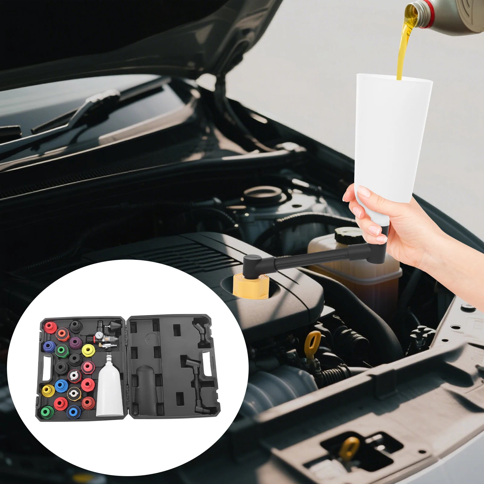Kit de remplissage professionnel d'huile moteur 21 pièces