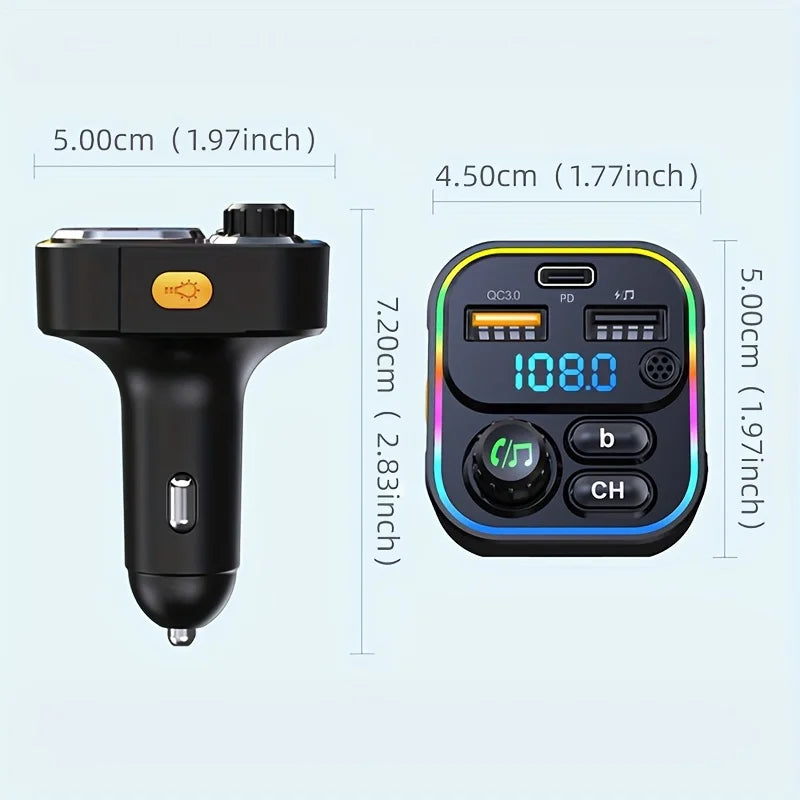 Transmetteur Bluetooth allume cigare avec charge rapide USB et radio