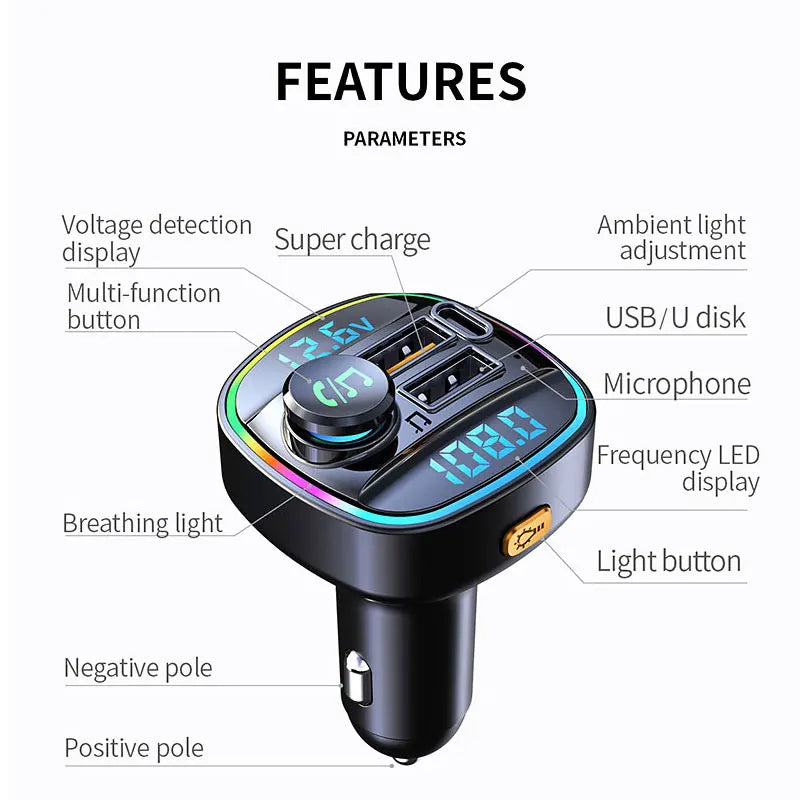 Transmetteur Bluetooth  allume cigare avec charge rapide USB