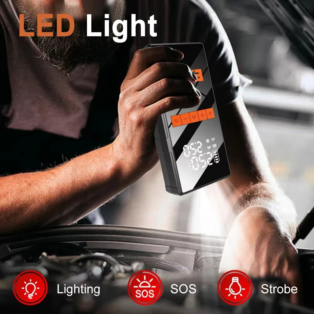 Démarreur de Batterie Portable 1200A & Gonfleur de Pneus Électrique