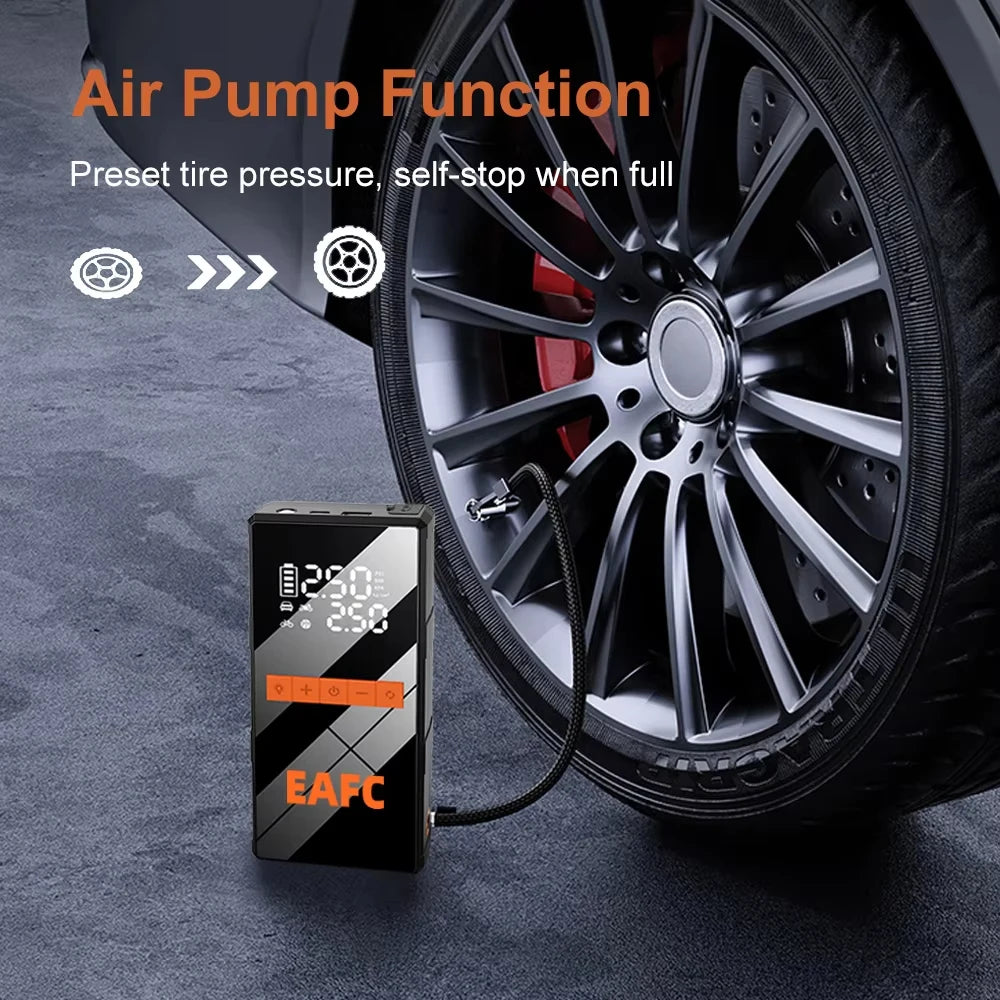 Démarreur de Batterie Portable 1200A & Gonfleur de Pneus Électrique