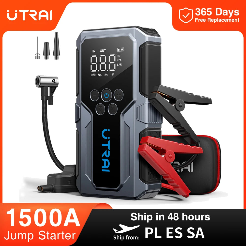 Booster de Démarrage Auto 1500A – Compresseur Sans Fil 150 PSI & Batterie Externe