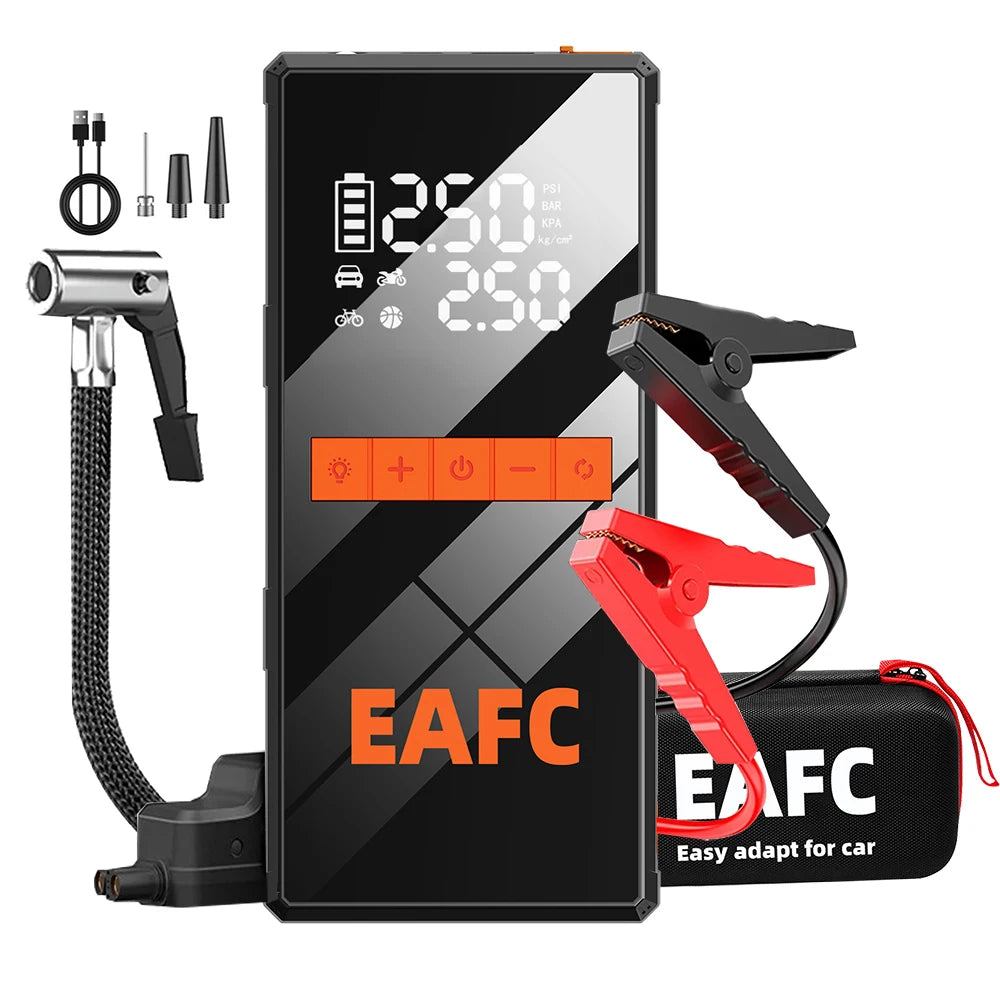 Démarreur de Batterie Portable 1200A & Gonfleur de Pneus Électrique