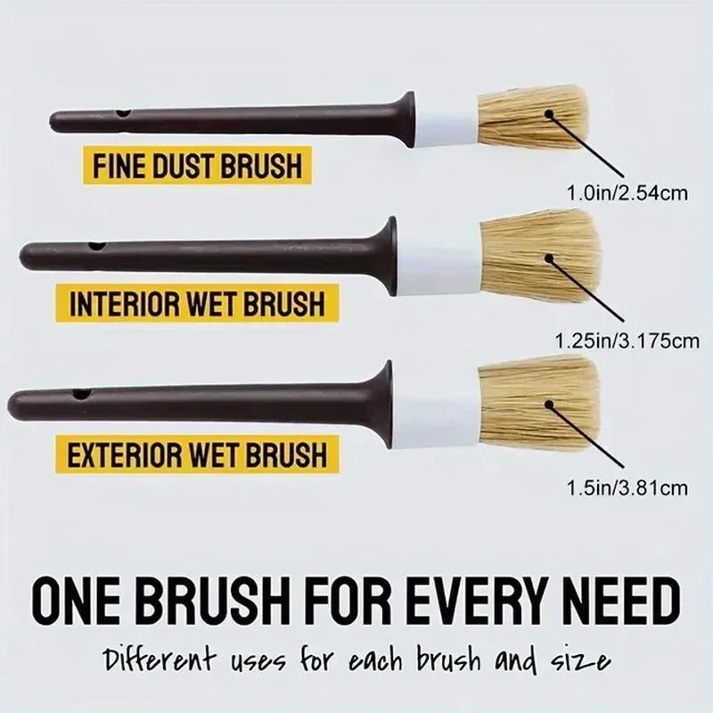 Kit de Brosses de Détailing Auto à Poils Doux
