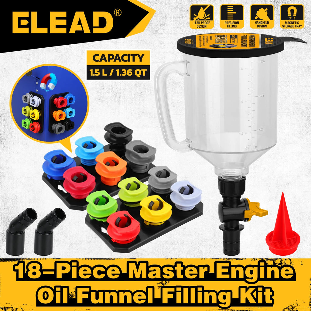 ELEAD Kit de remplissage d'huile moteur 18 pièces 1.5L