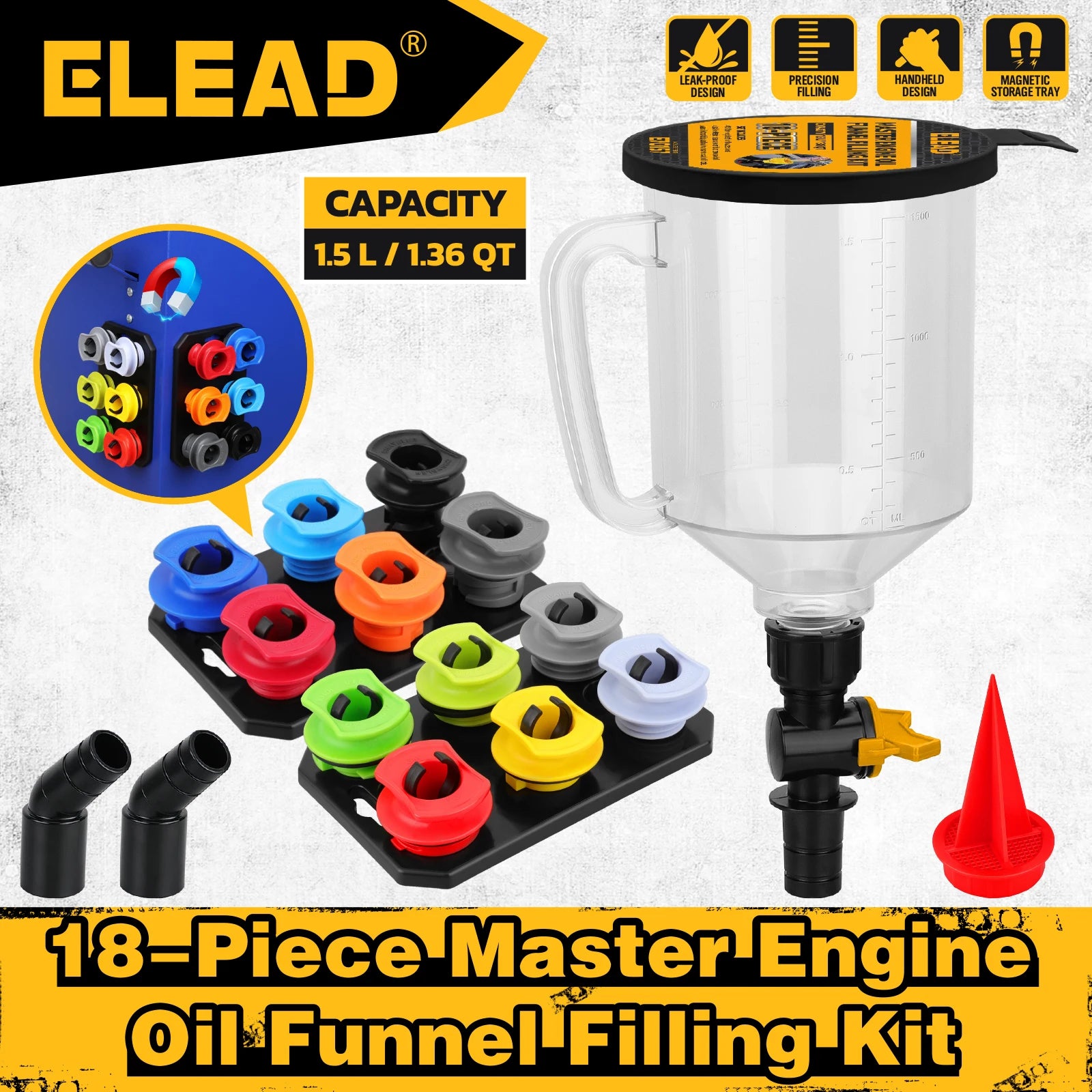 ELEAD Kit de remplissage d'huile moteur 18 pièces 1.5L