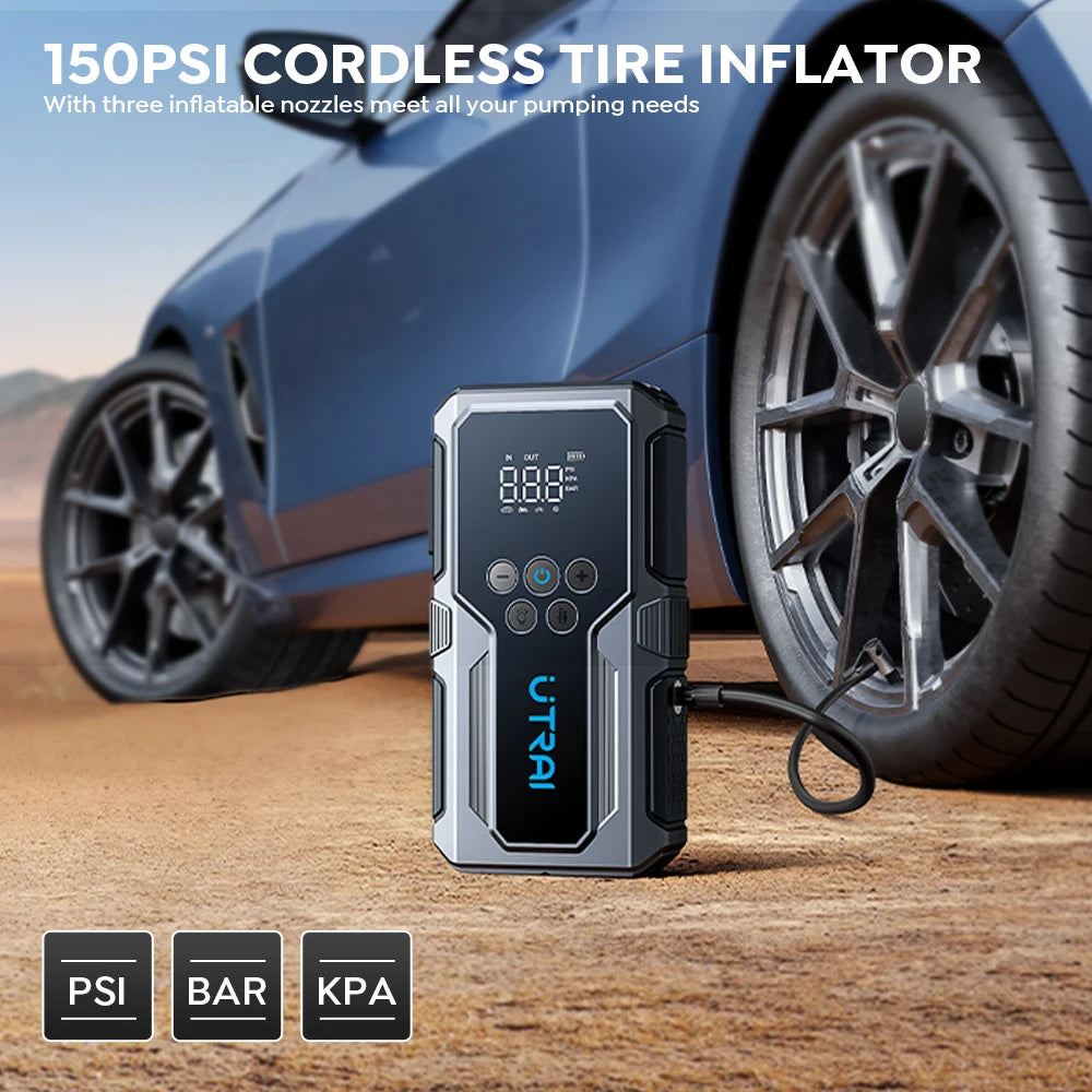 Booster de Démarrage Auto 1500A – Compresseur Sans Fil 150 PSI & Batterie Externe