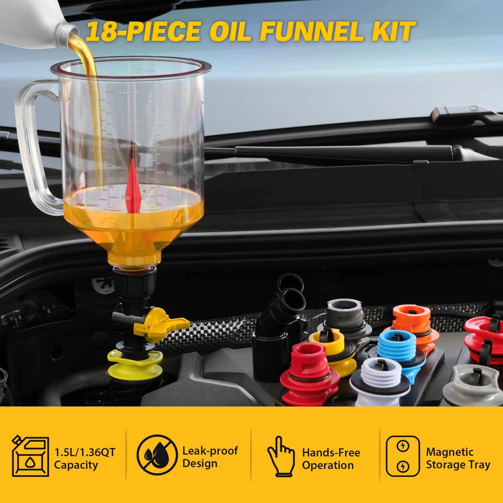 ELEAD Kit de remplissage d'huile moteur 18 pièces 1.5L