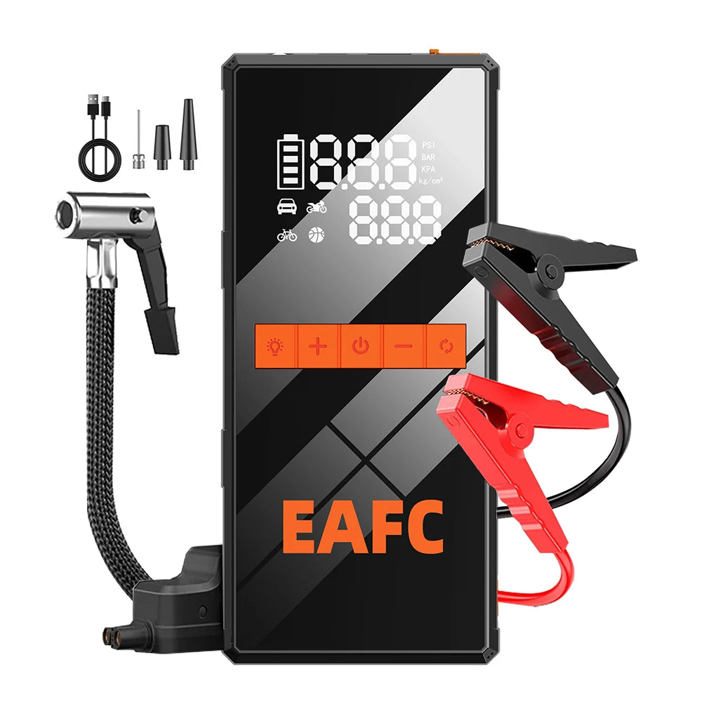 Démarreur de Batterie Portable 1200A & Gonfleur de Pneus Électrique
