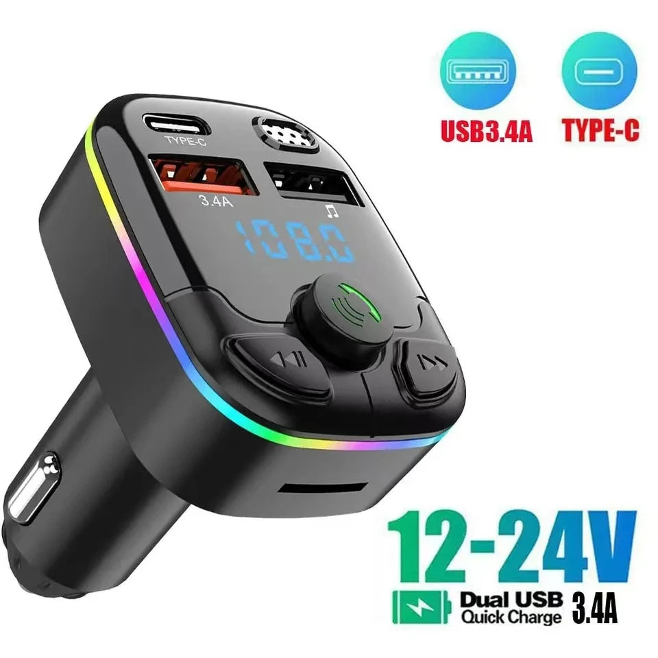 Transmetteur Bluetooth allume cigare avec charge rapide USB et type C