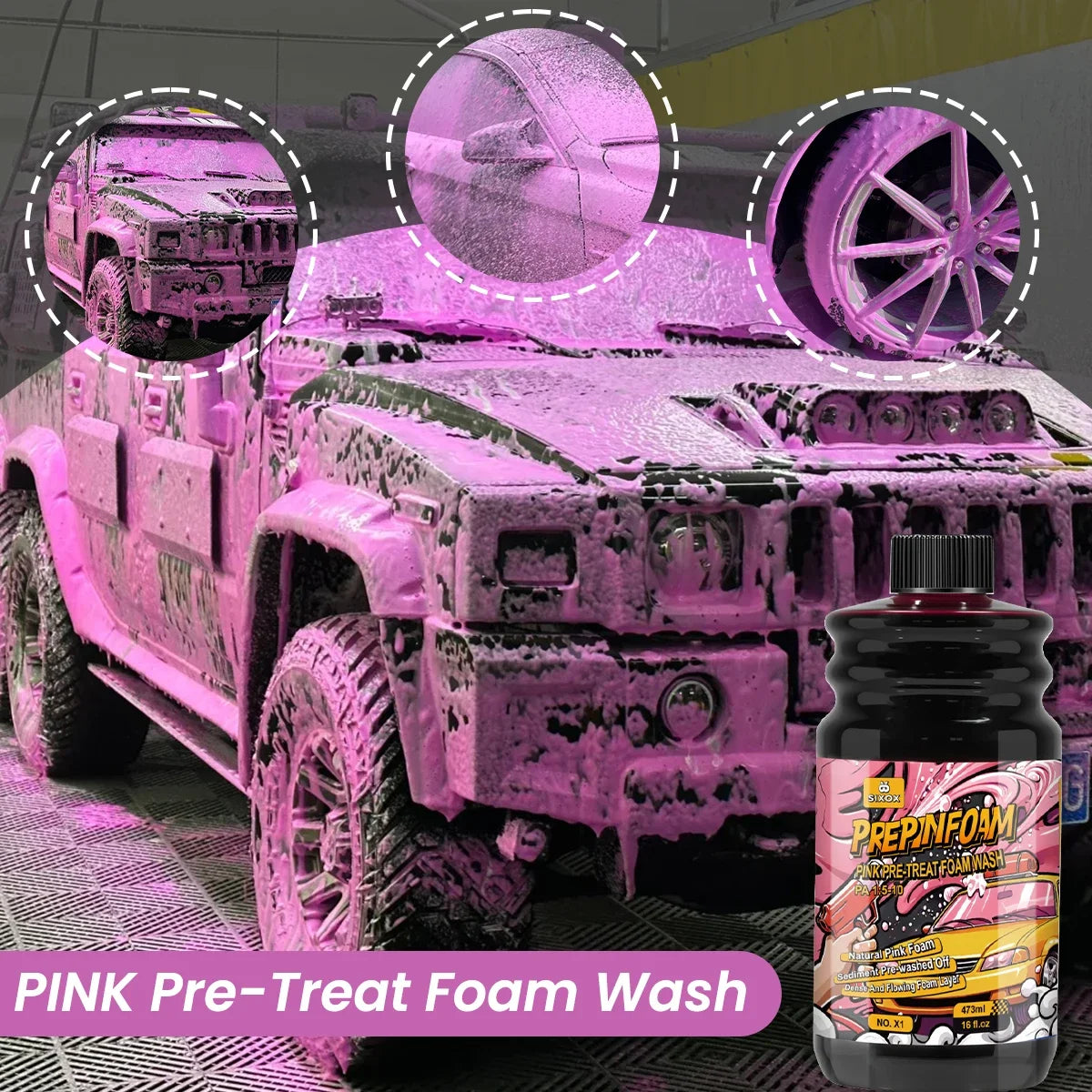 Shampoing de Lavage Auto Concentré à Mousse Active Rose