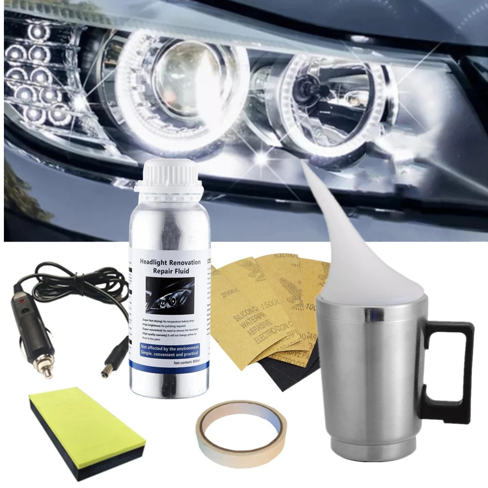 Kit de rénovation et polissage pour phares de voiture – restaurateur de transparence avec polish 300 ml